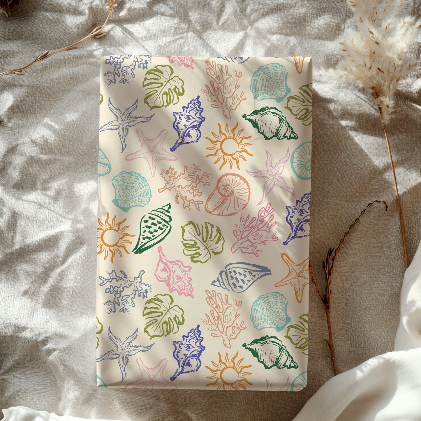 Colorful Doodle Summer Beach Seashell and Sun Gift Wrapping Paper