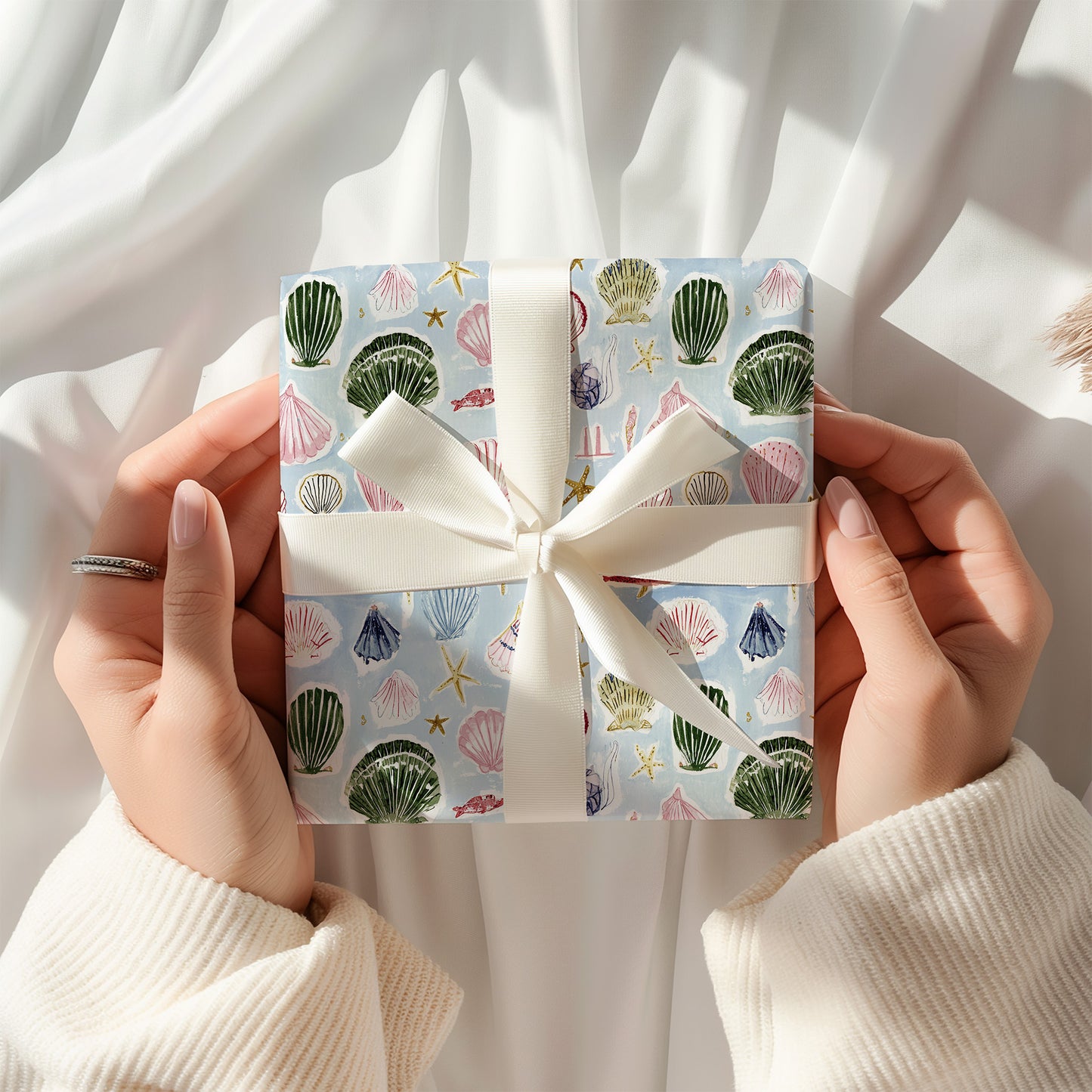 Vintage Hand Drawn Seashell Gift Wrapping Paper