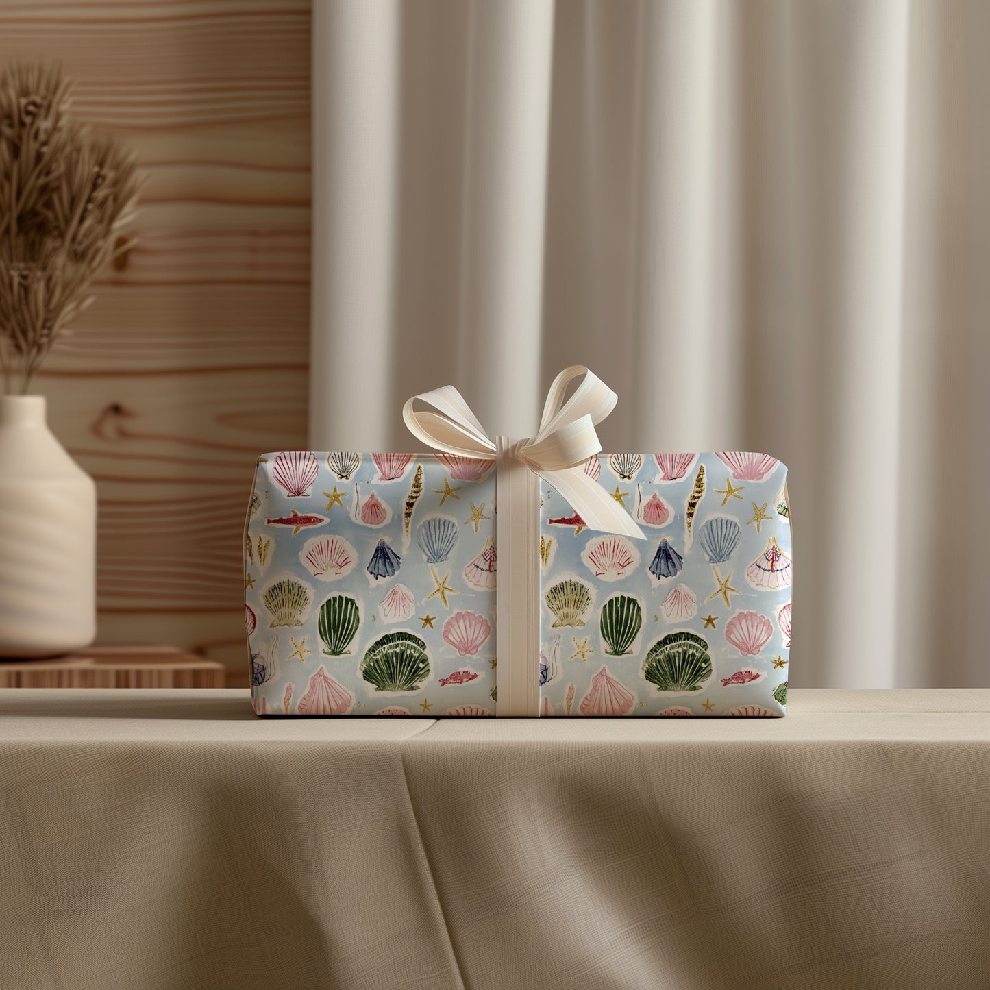 Vintage Hand Drawn Seashell Gift Wrapping Paper