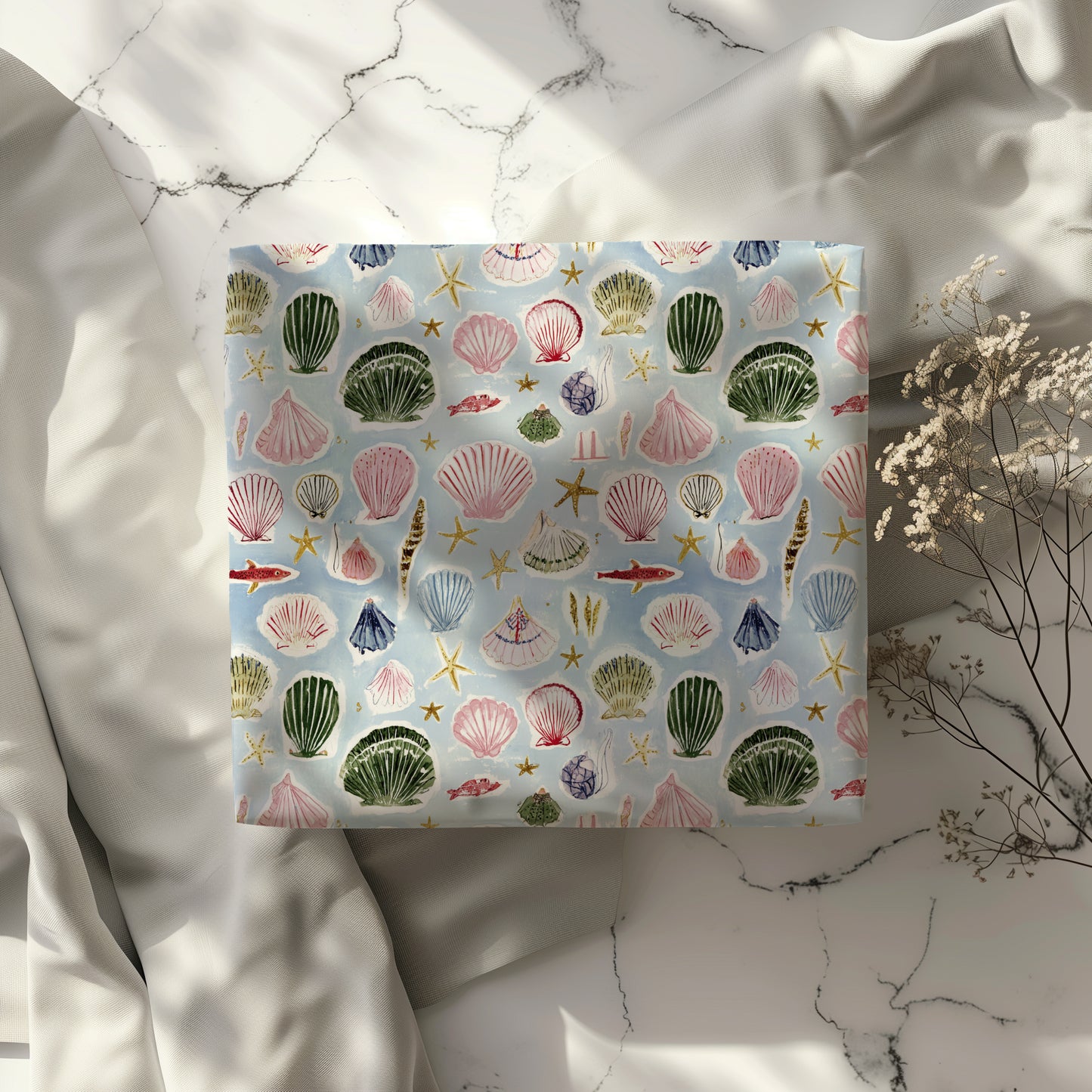Vintage Hand Drawn Seashell Gift Wrapping Paper