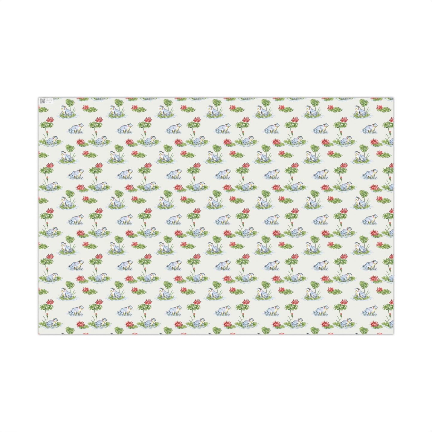 Whimsical Hand Drawn Frogs on Lily Pads Gift Wrapping Paper