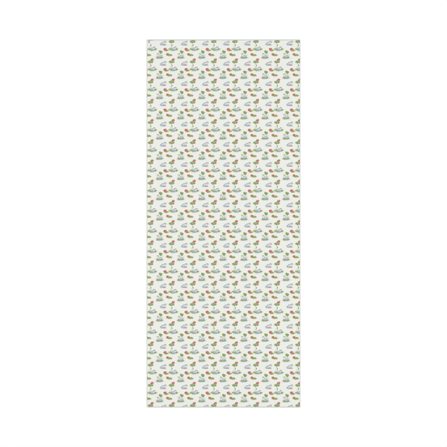 Whimsical Hand Drawn Frogs on Lily Pads Gift Wrapping Paper