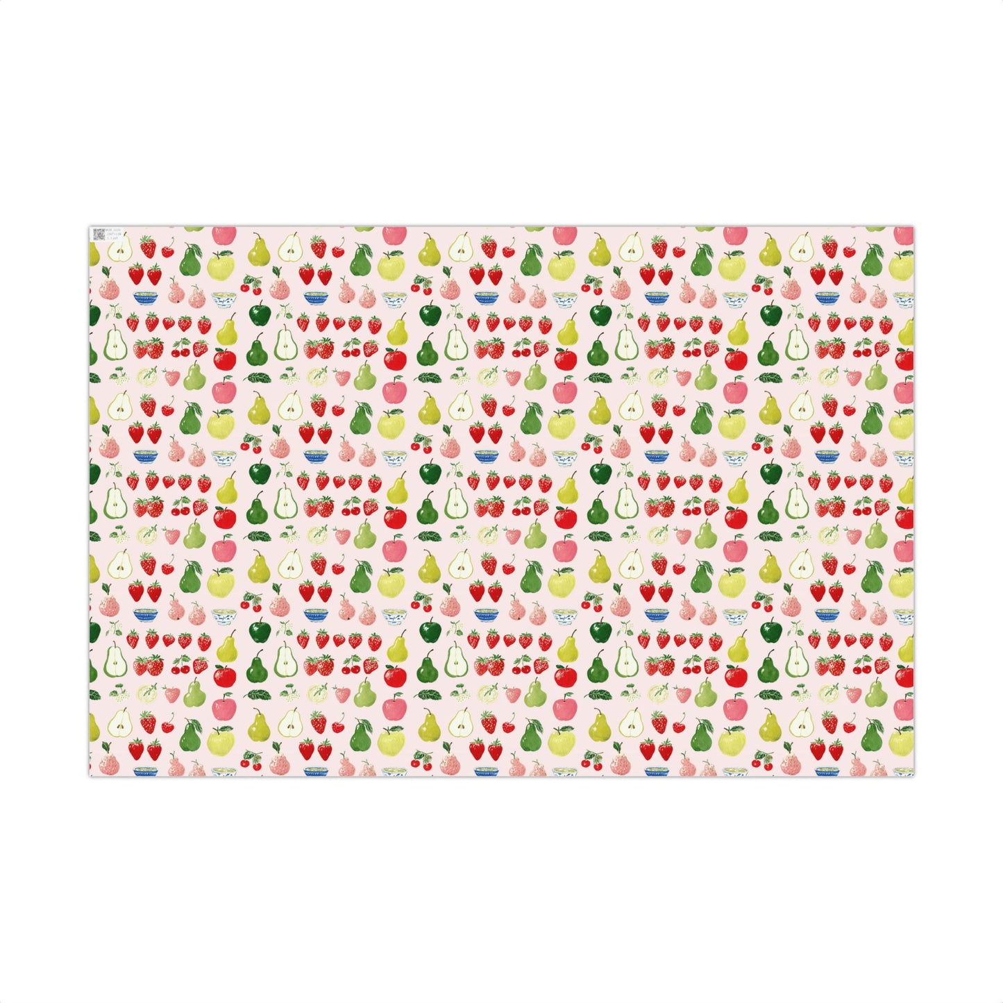 Apples, Pears and Strawberries Hand Drawn Whimsical Colorful Gift Wrapping Paper