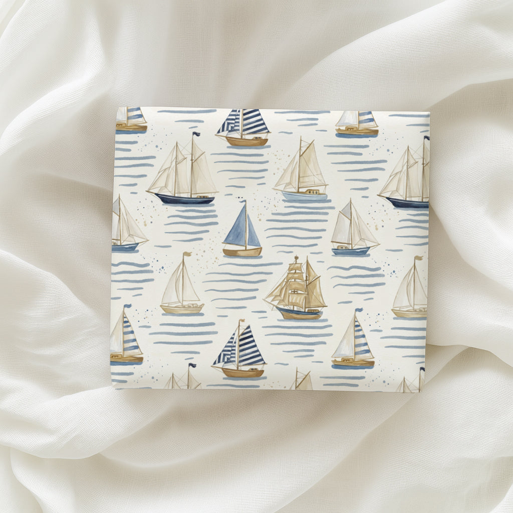 Vintage Sailboat Blue and Beige Toned Gift Wrapping Paper