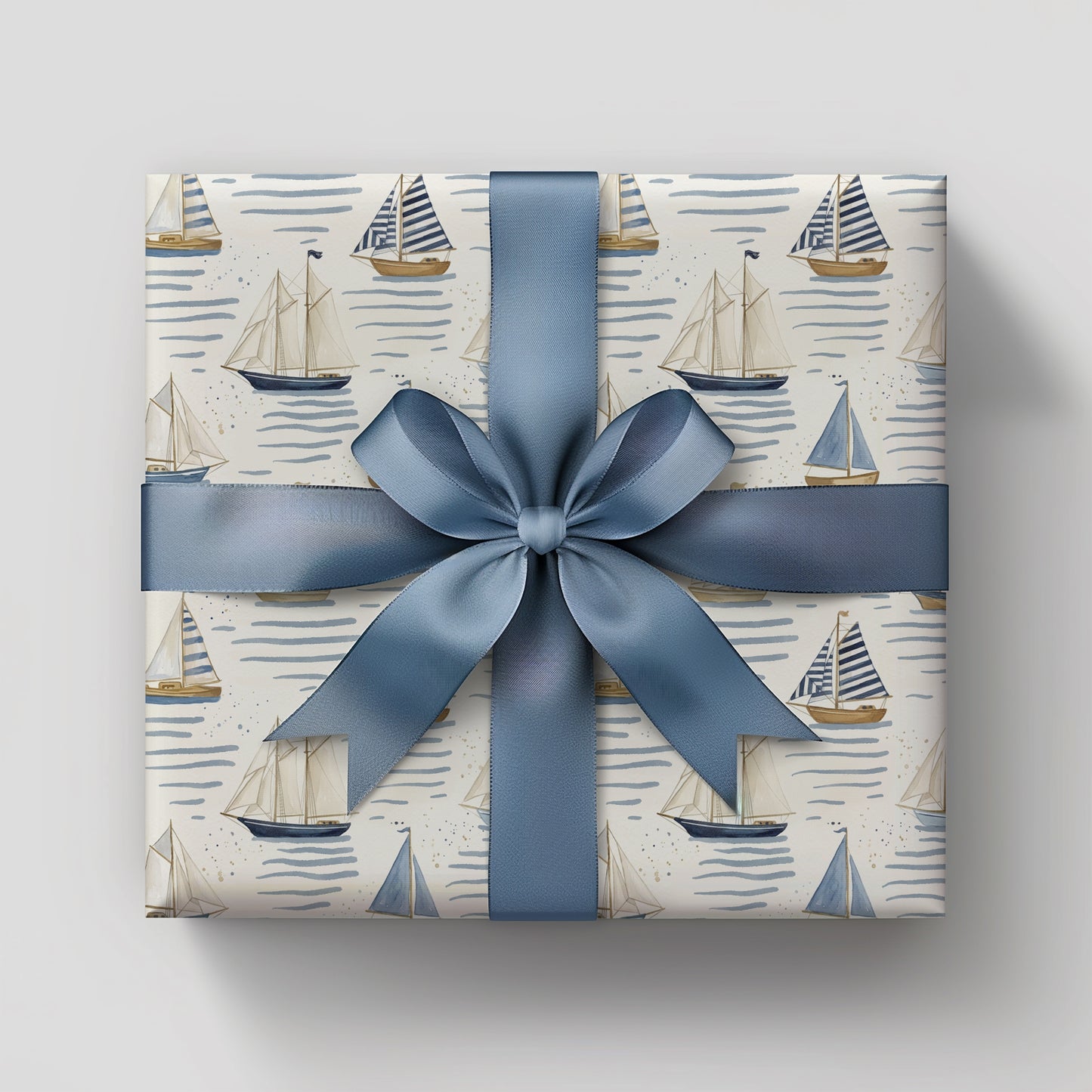 Vintage Sailboat Blue and Beige Toned Gift Wrapping Paper