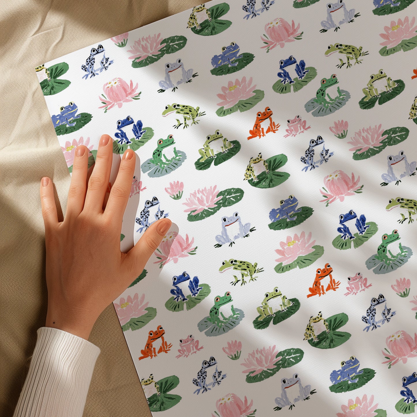 Whimsical Frogs and Toads on Lily Pads Gift Wrapping Paper