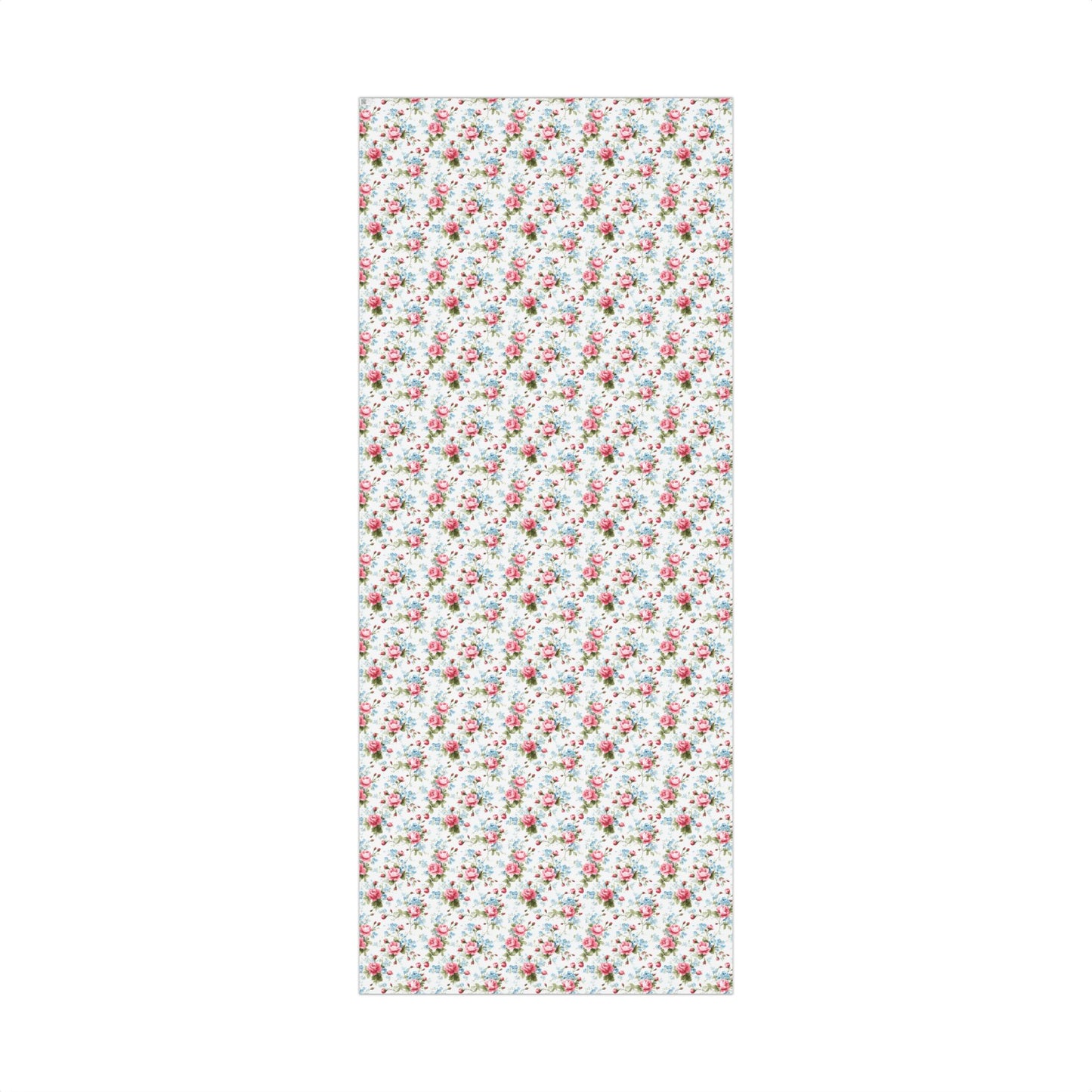 Delicate Pink English Garden Rose & Baby Blue Bloom Vintage Floral Style Gift Wrapping Paper