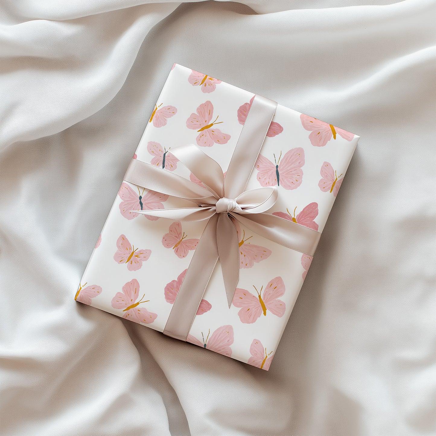 Pretty Pink Whimsical Butterfly Print Gift Wrapping Paper