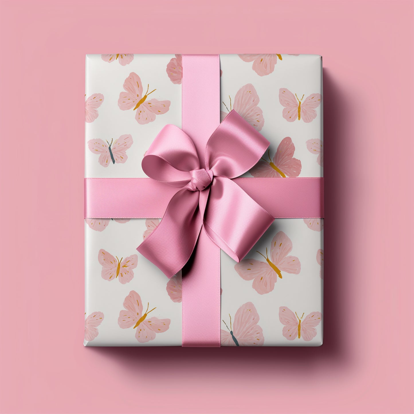 Pretty Pink Whimsical Butterfly Print Gift Wrapping Paper