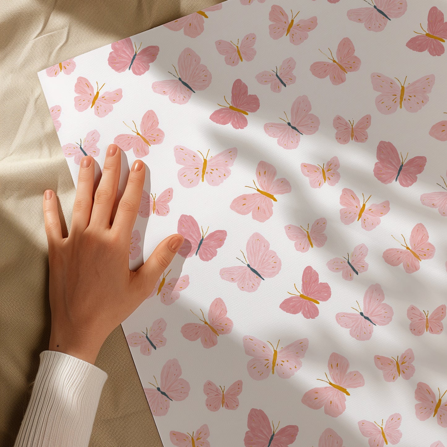 Pretty Pink Whimsical Butterfly Print Gift Wrapping Paper