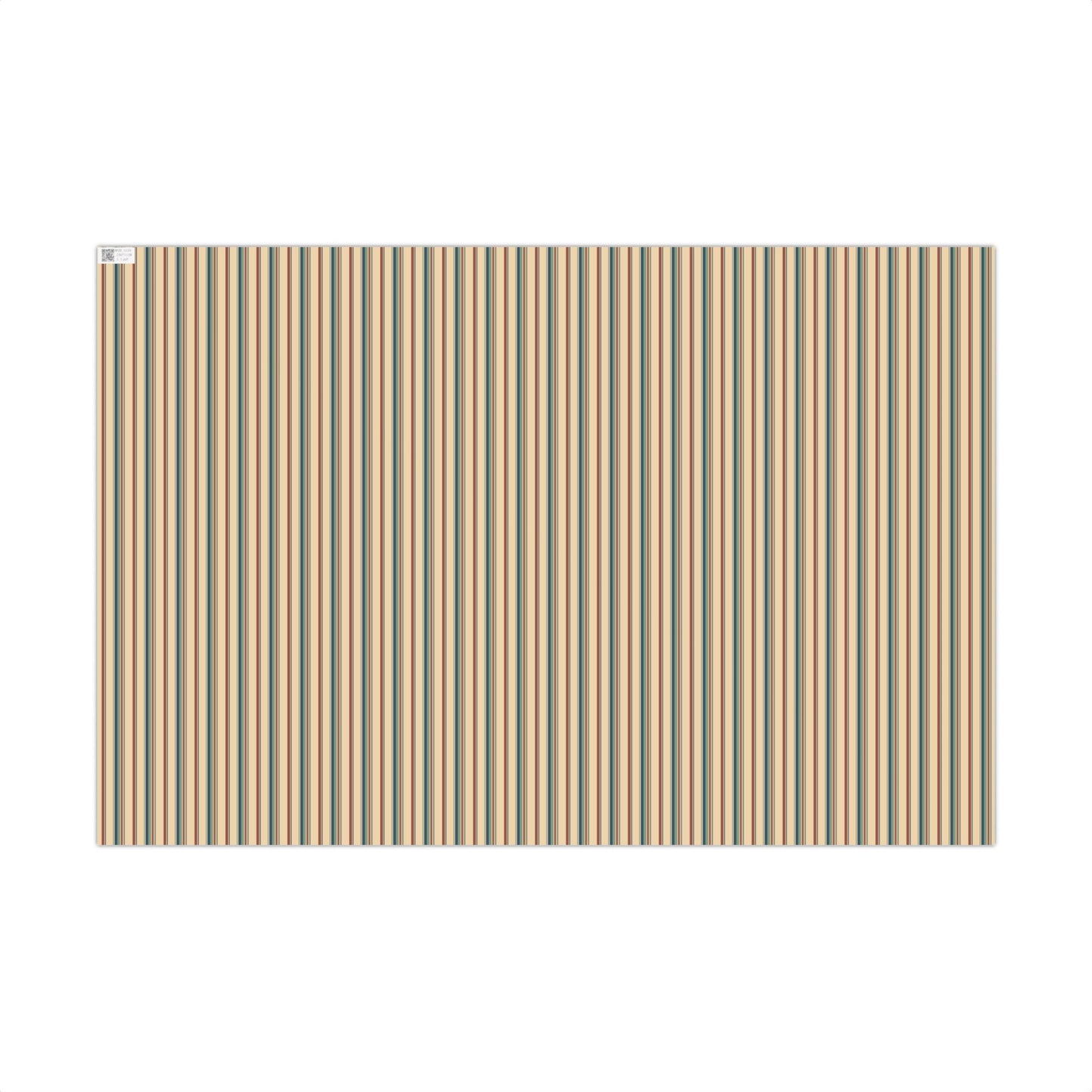 Muted Vintage Teal, Blue, Orange and Beige Striped Gift Wrapping Paper