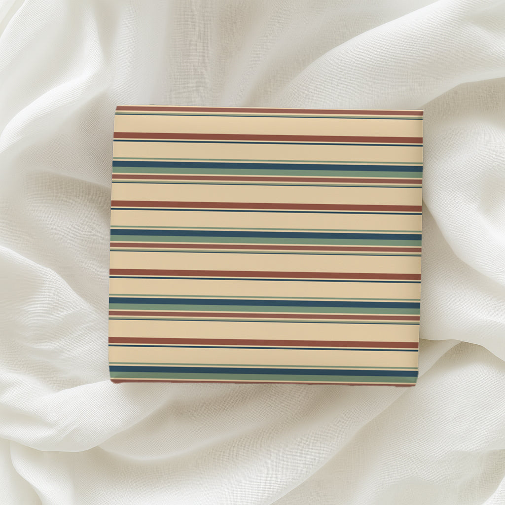Muted Vintage Teal, Blue, Orange and Beige Striped Gift Wrapping Paper