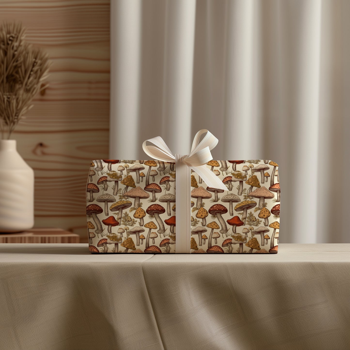 Muted Neutral Funky Mushroom Gift Wrapping Paper