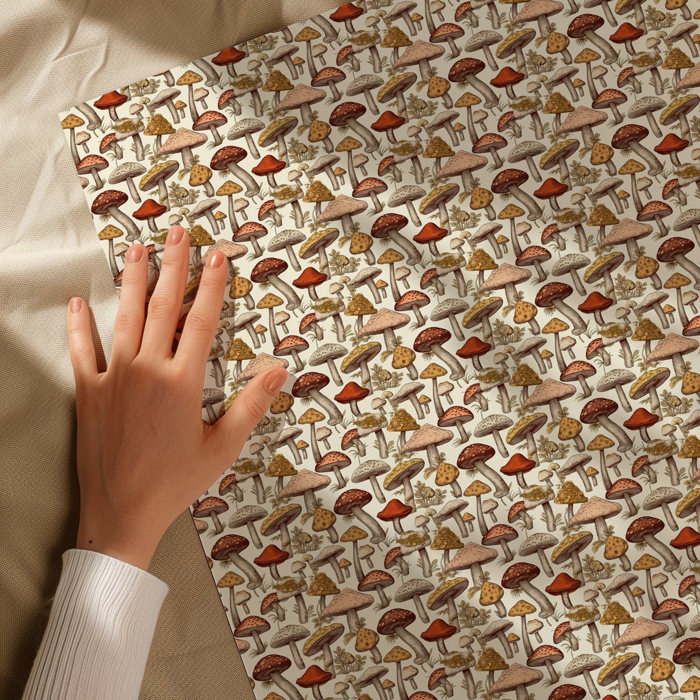 Muted Neutral Funky Mushroom Gift Wrapping Paper