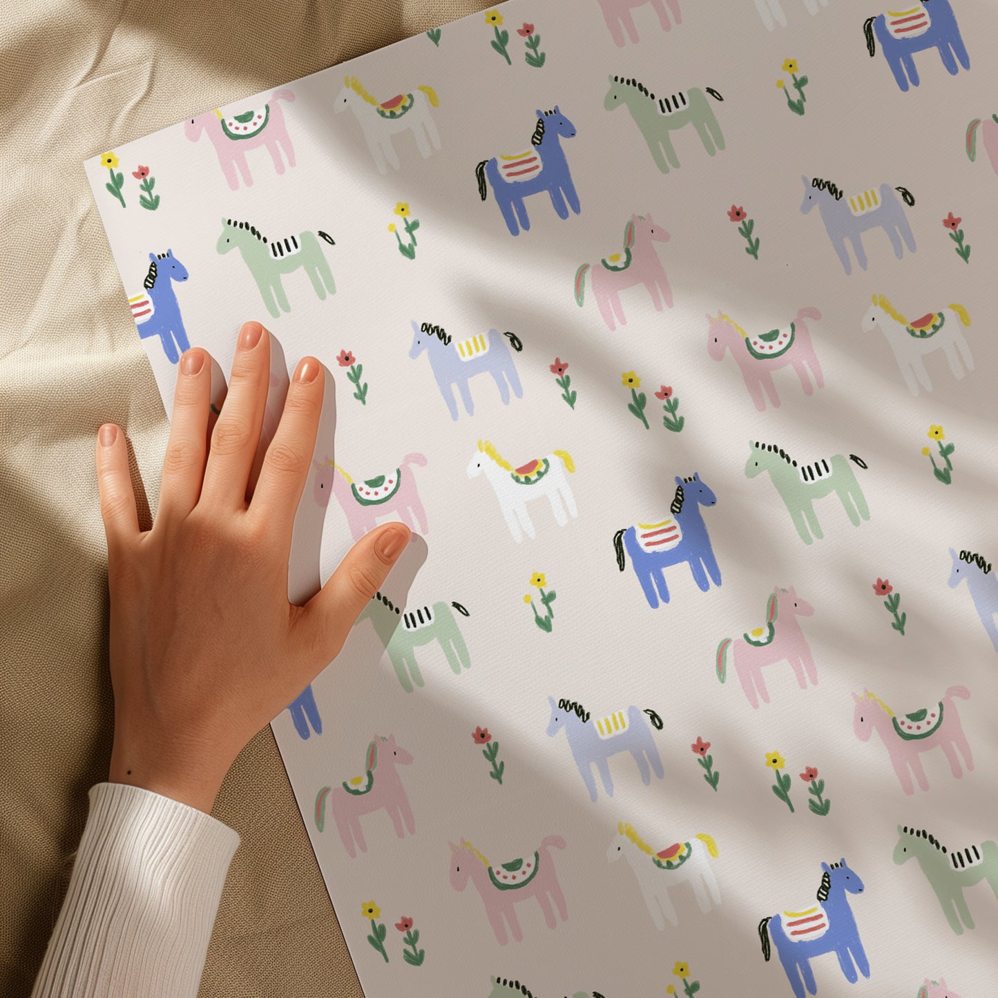 Cute Colorful Pony Horse Festive Gift Wrapping Paper