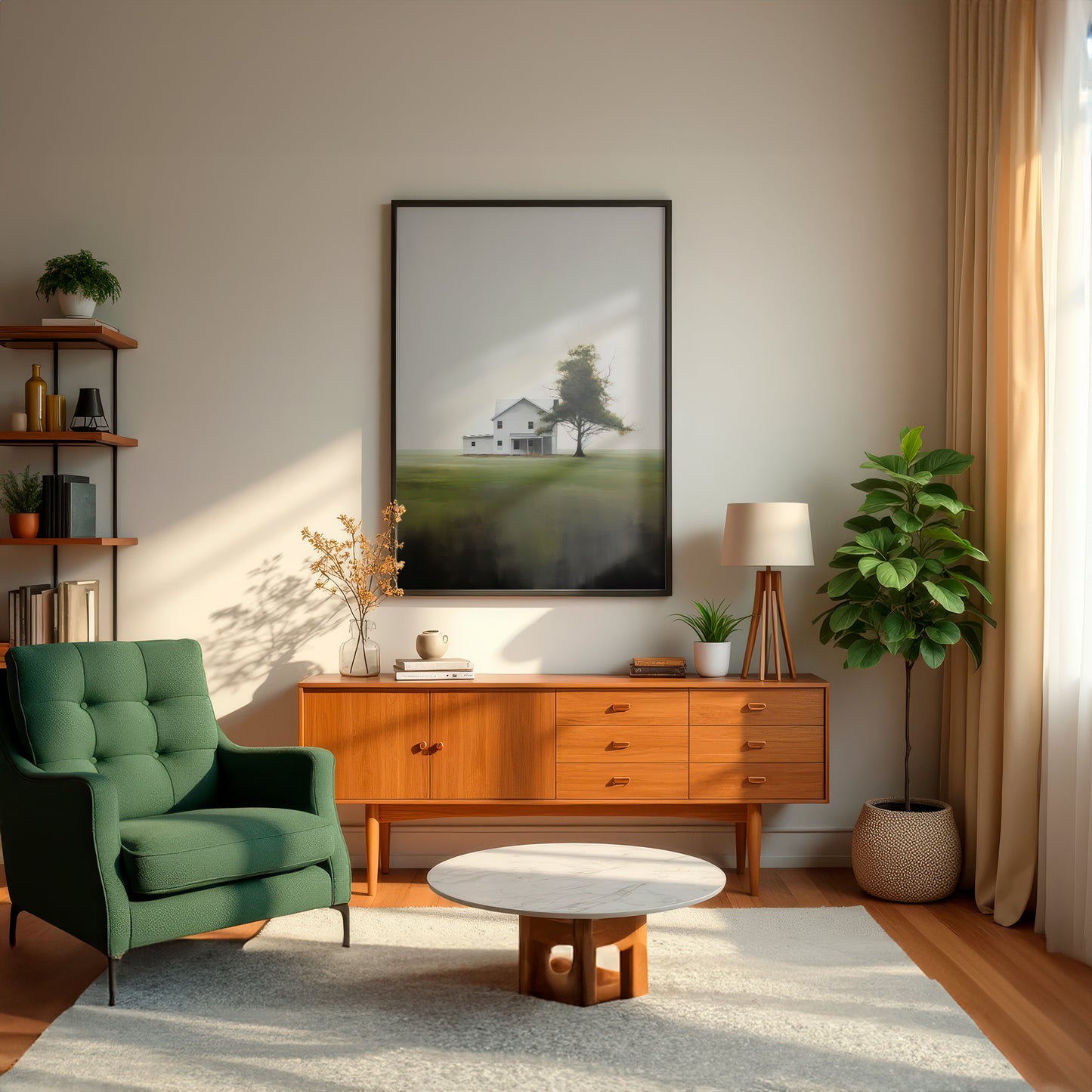 House & Tree of Solitude, Off the Beaten Path Painting Style Matte Vertical Poster Art Print