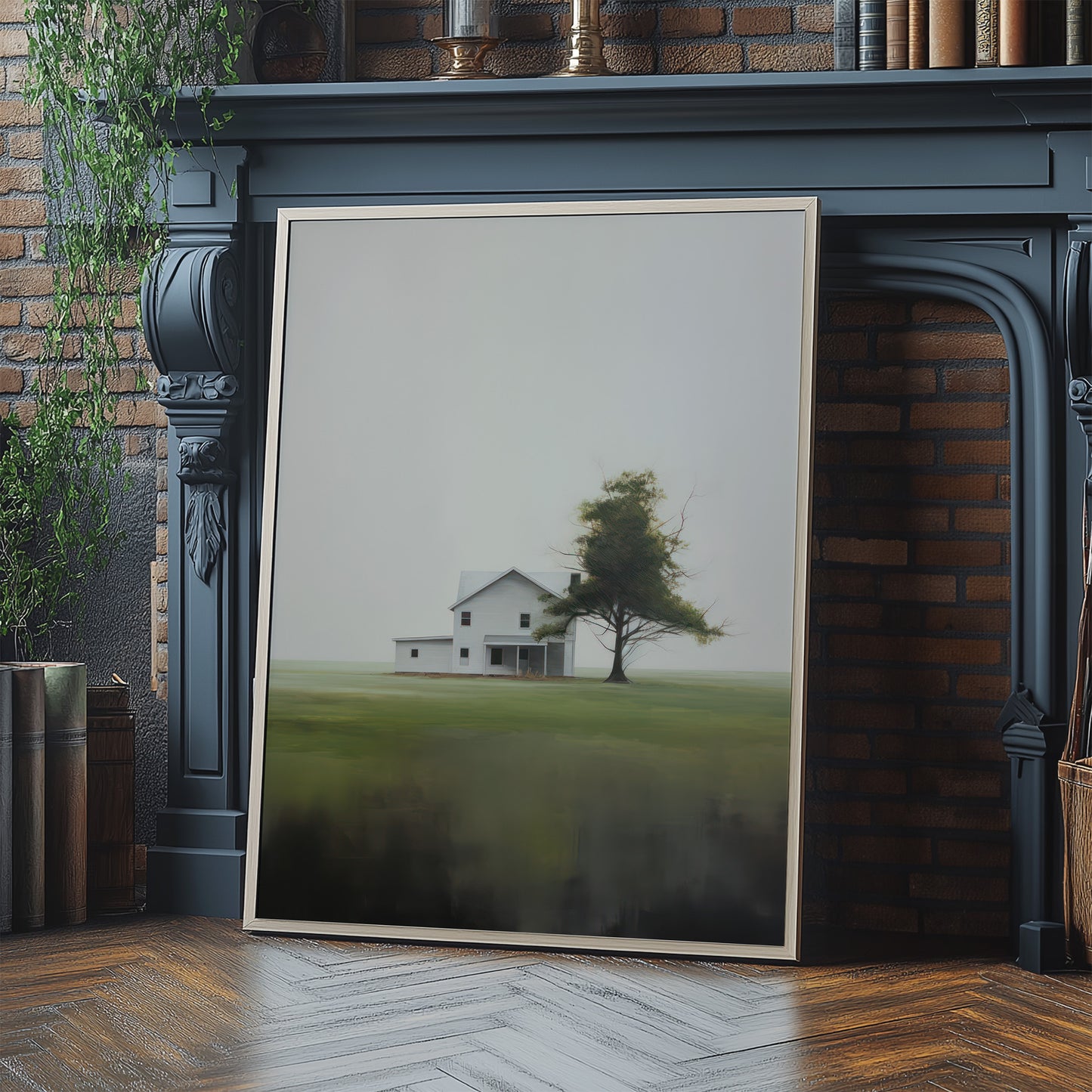 House & Tree of Solitude, Off the Beaten Path Painting Style Matte Vertical Poster Art Print