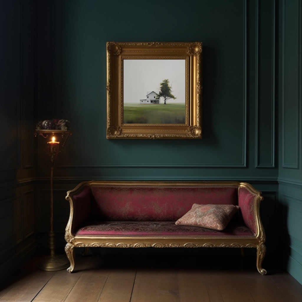 House & Tree of Solitude, Off the Beaten Path Painting Style Matte Vertical Poster Art Print