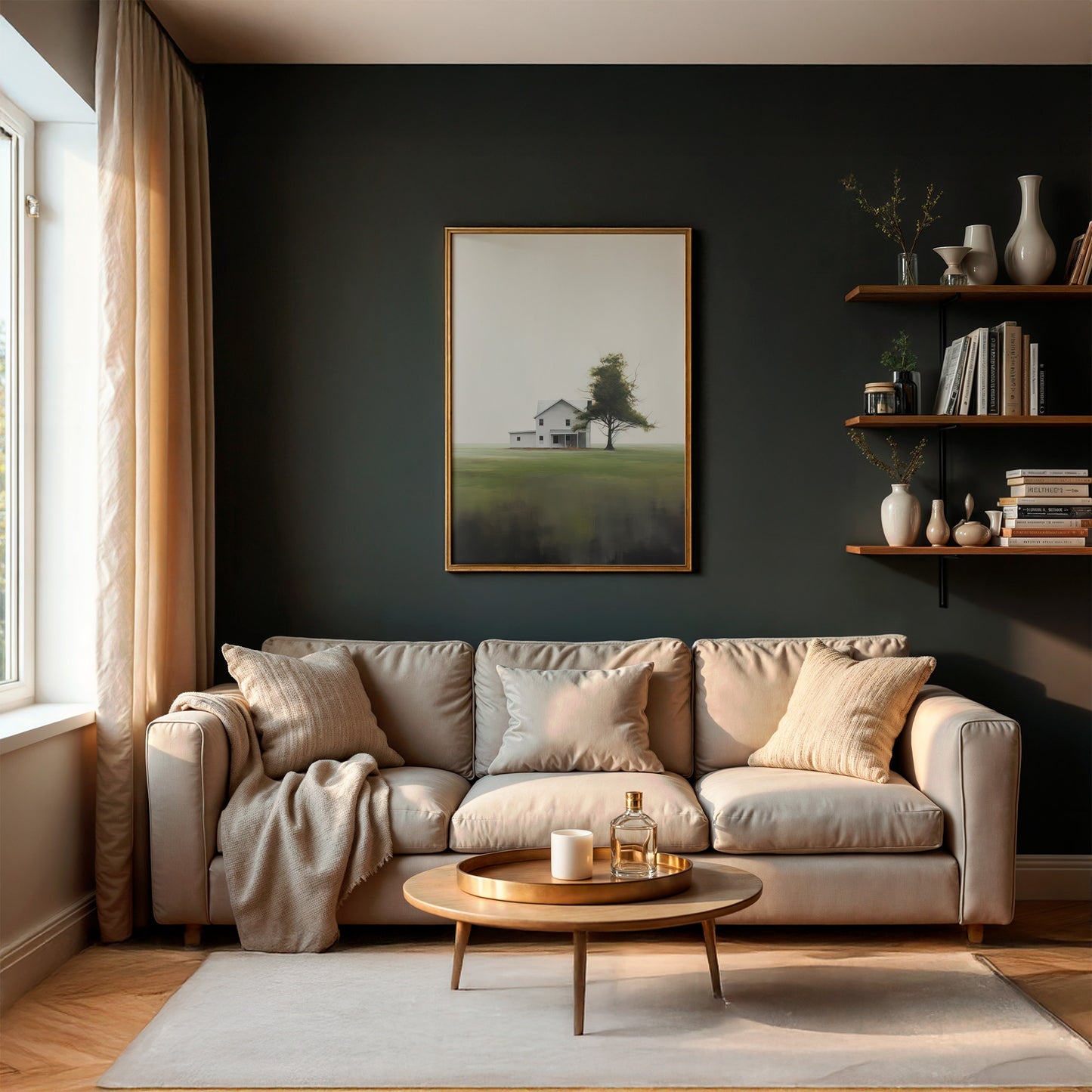 House & Tree of Solitude, Off the Beaten Path Painting Style Matte Vertical Poster Art Print