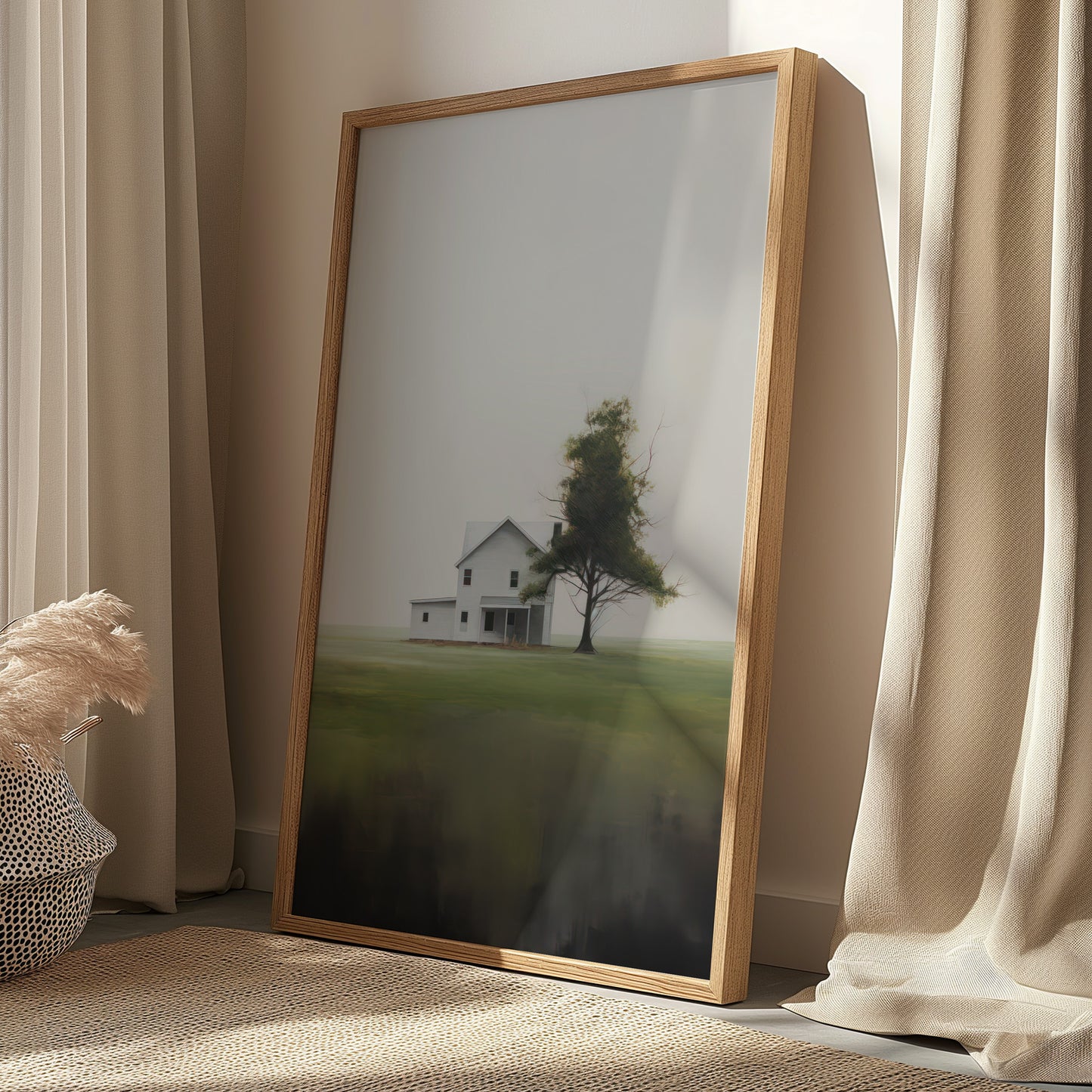 House & Tree of Solitude, Off the Beaten Path Painting Style Matte Vertical Poster Art Print
