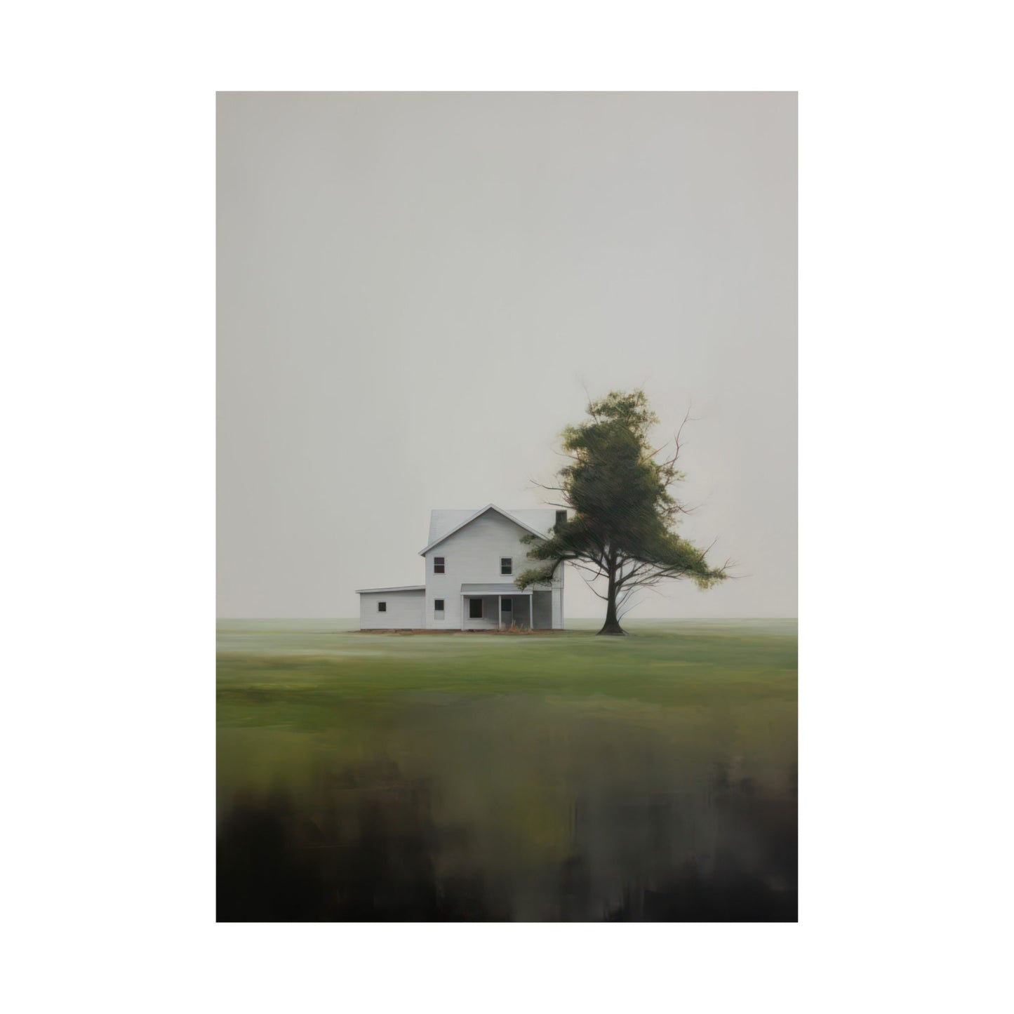 House & Tree of Solitude, Off the Beaten Path Painting Style Matte Vertical Poster Art Print