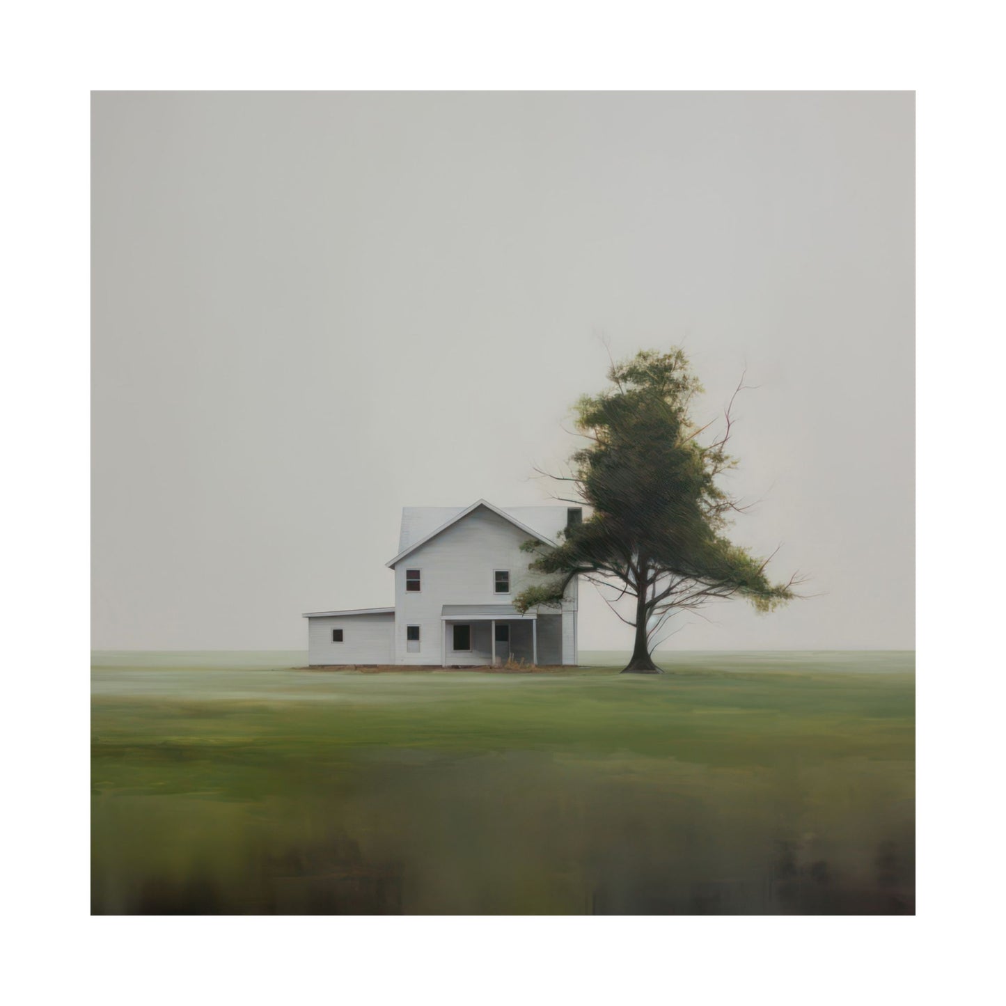 House & Tree of Solitude, Off the Beaten Path Painting Style Matte Vertical Poster Art Print