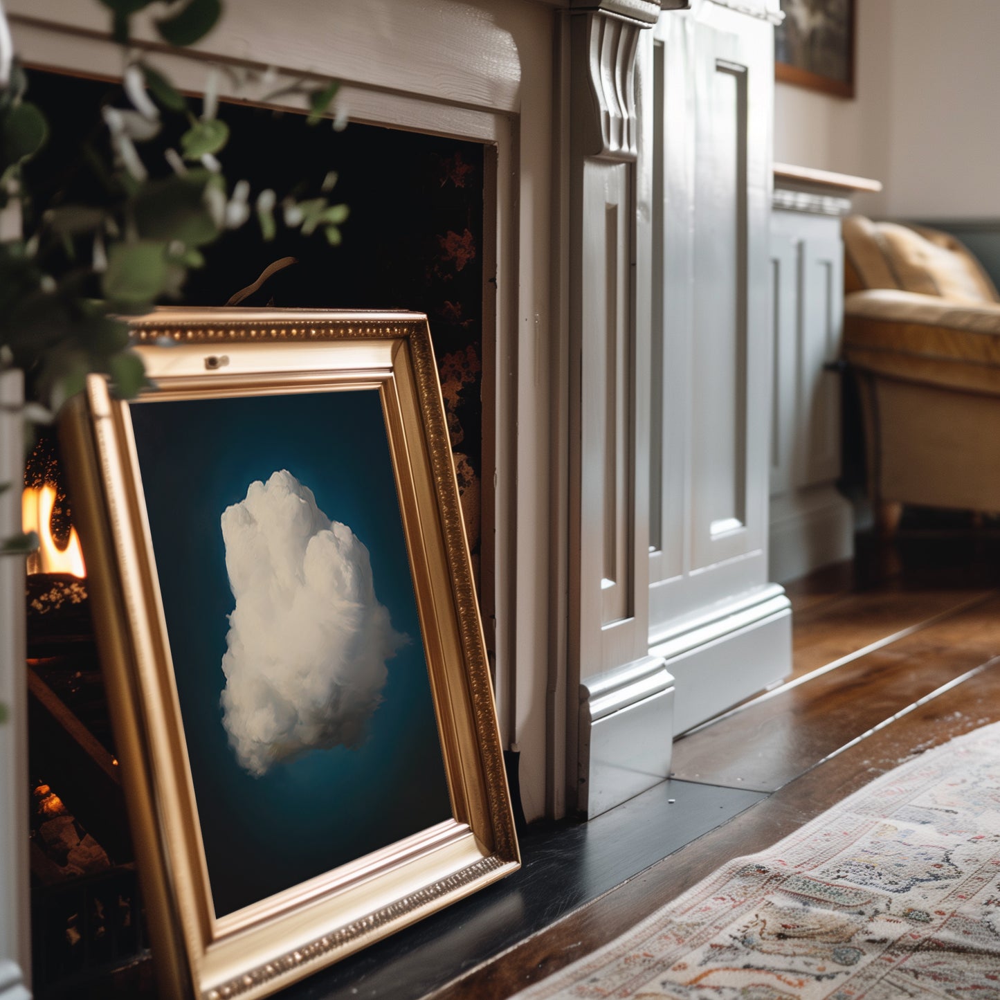Solitary White Cloud Against Deep Blue Sky Matte Vertical Square Poster Art Print