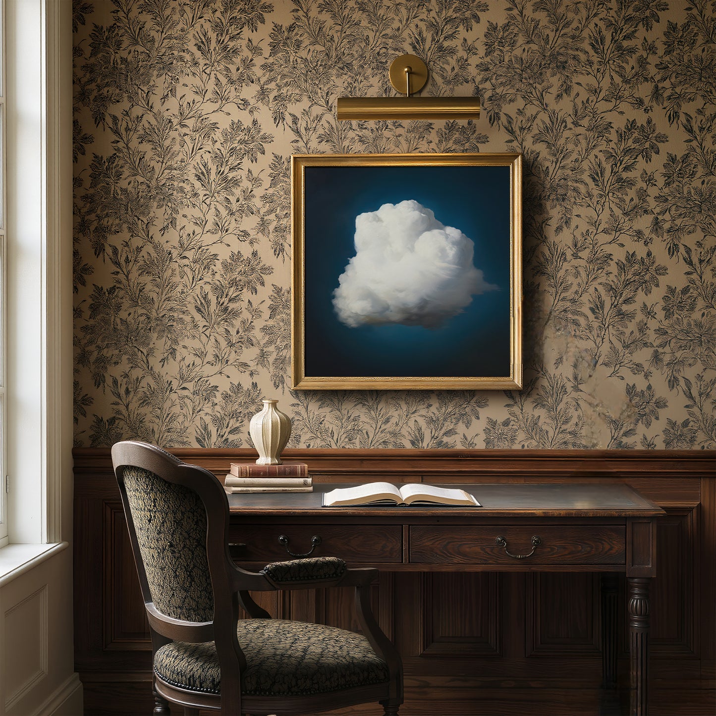 Solitary White Cloud Against Deep Blue Sky Matte Vertical Square Poster Art Print