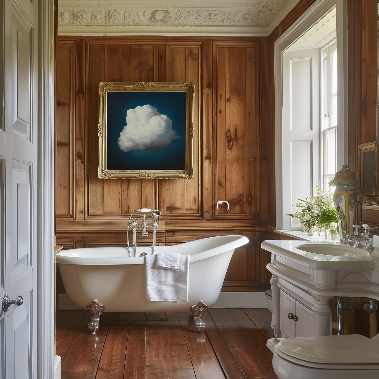 Solitary White Cloud Against Deep Blue Sky Matte Vertical Square Poster Art Print