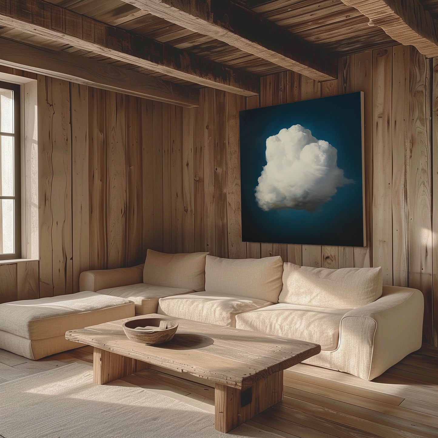 Solitary White Cloud Against Deep Blue Sky Matte Vertical Square Poster Art Print