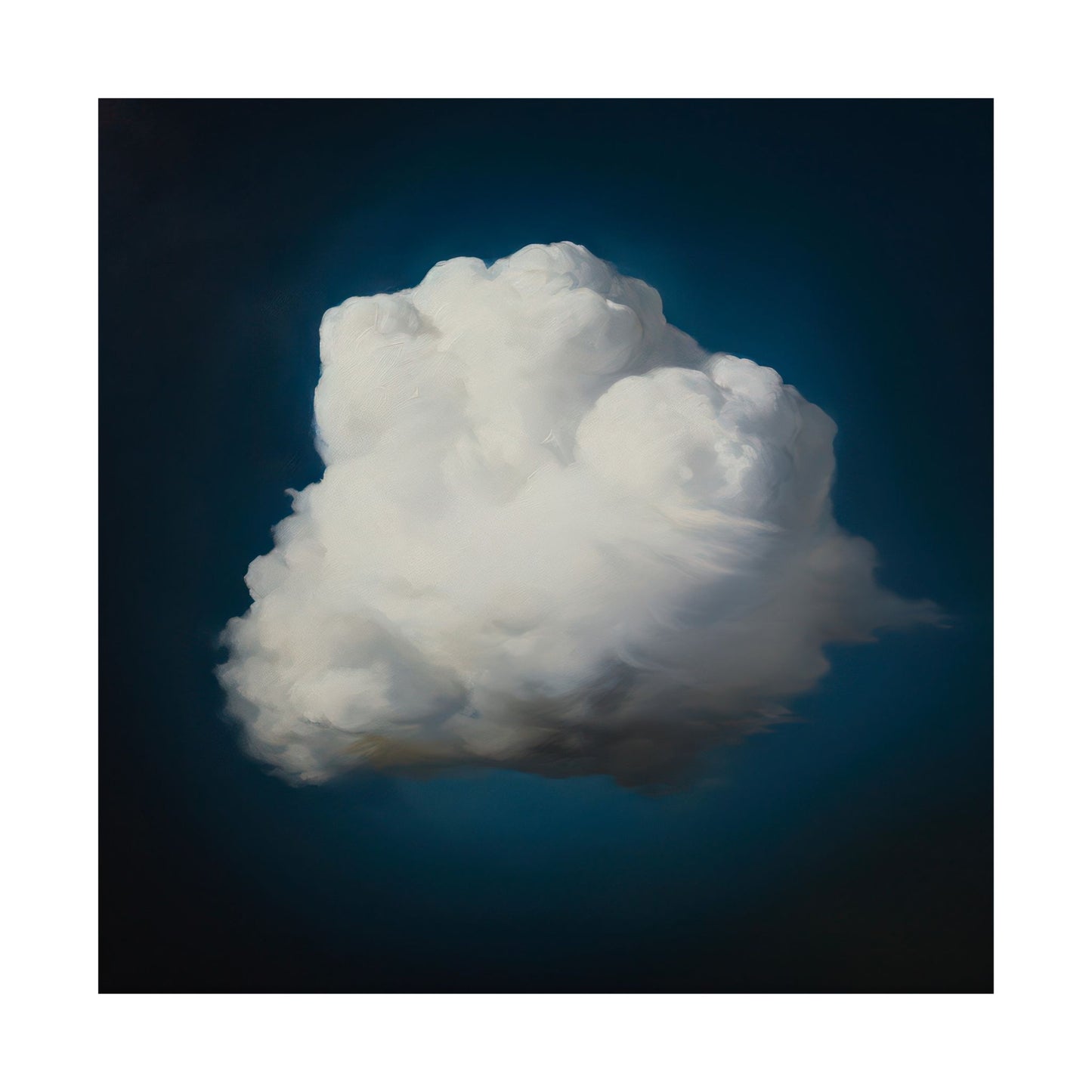Solitary White Cloud Against Deep Blue Sky Matte Vertical Square Poster Art Print