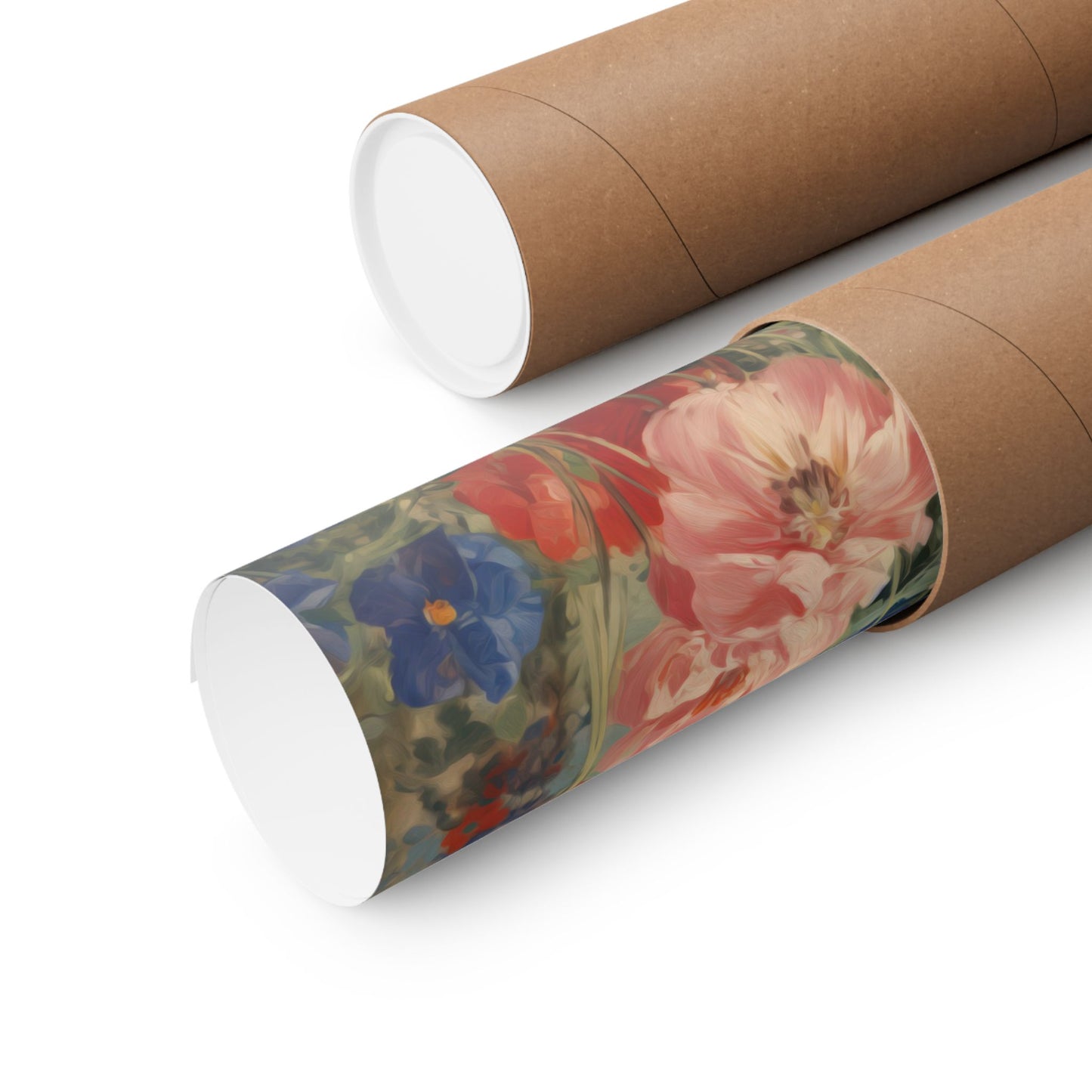 Red, Blue & Pink Poppies with Blue Bell and Daisy Flowers Matte Vertical Poster Art Print
