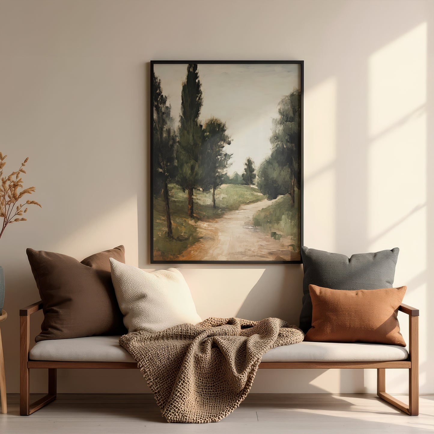 Fir Tree Lined Dirt Trail Path Matte Vertical Poster Art Print