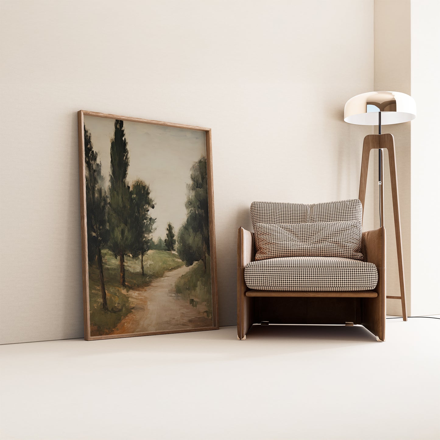 Fir Tree Lined Dirt Trail Path Matte Vertical Poster Art Print