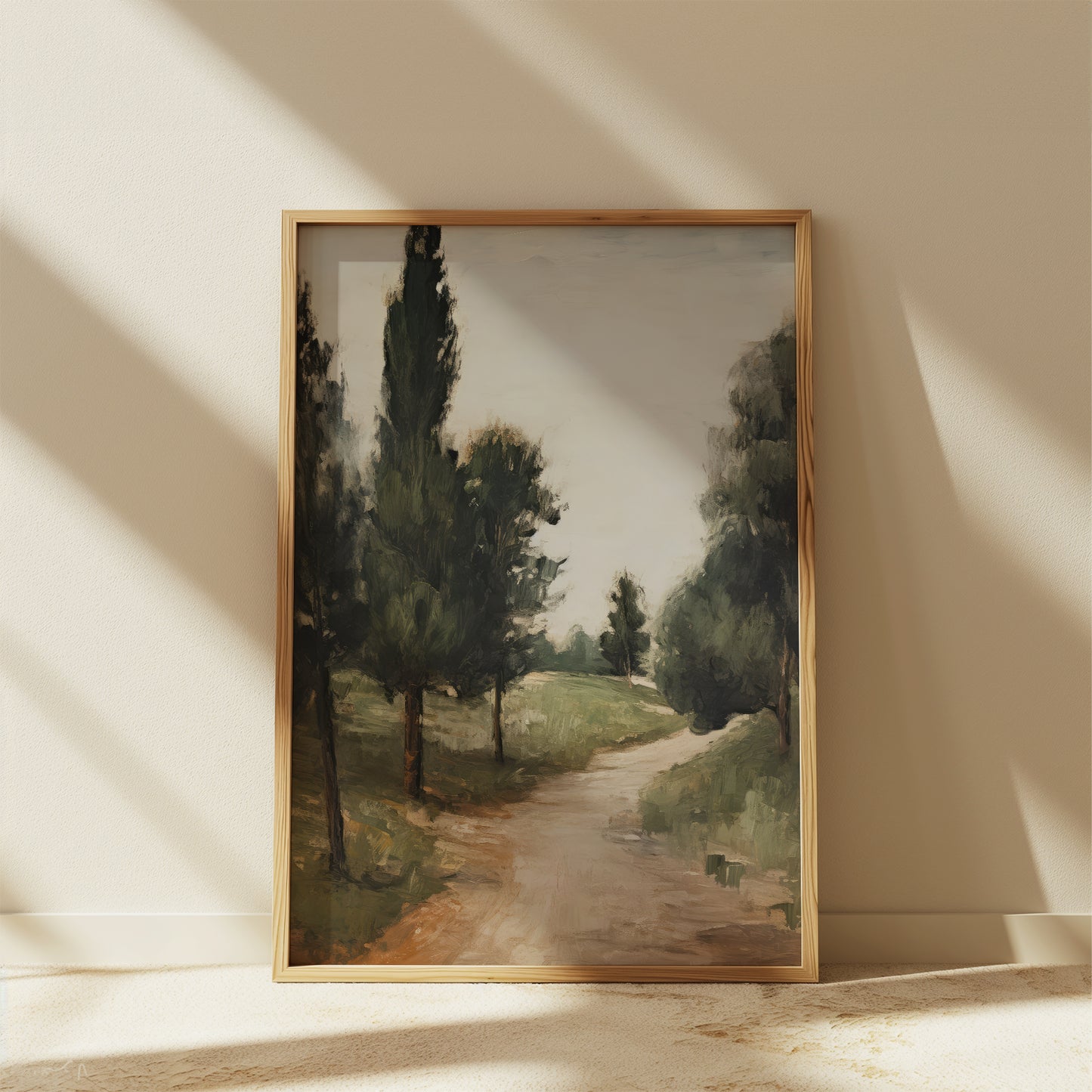 Fir Tree Lined Dirt Trail Path Matte Vertical Poster Art Print