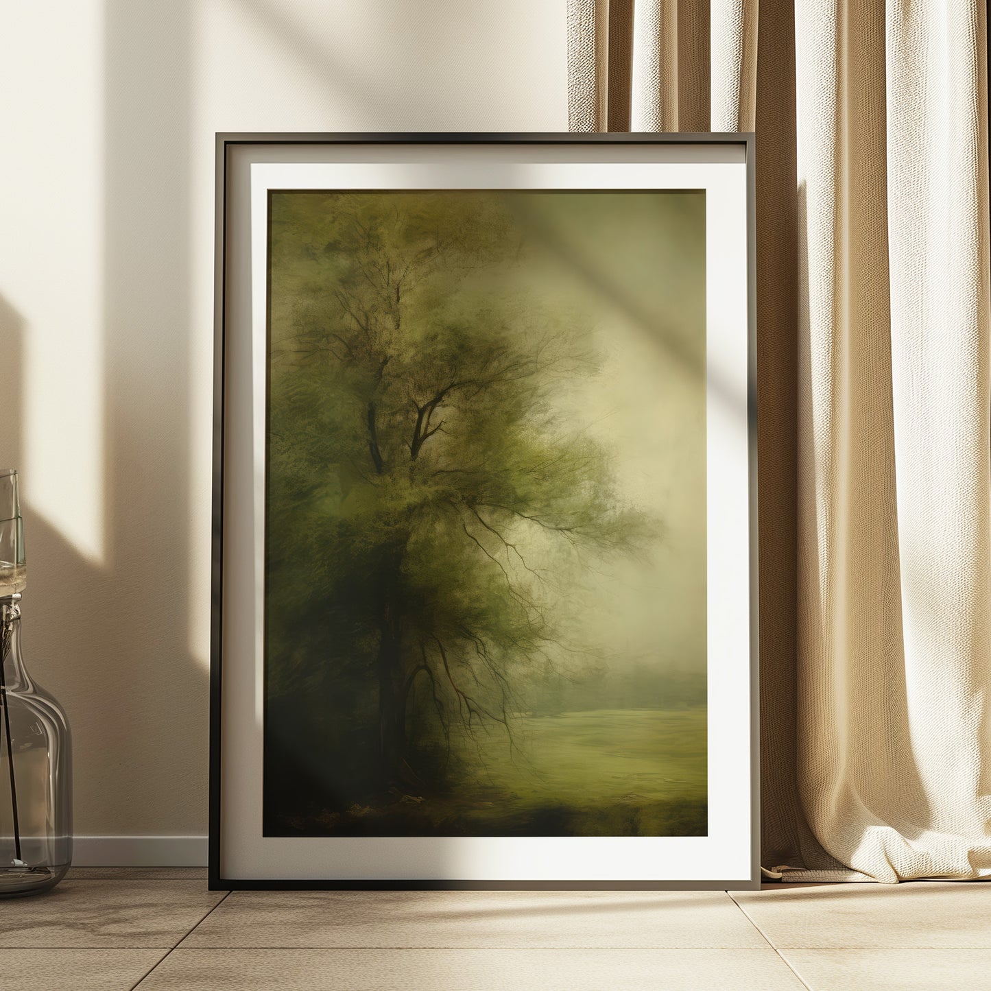 Dark Forest Trees with Ethereal Fog Matte Vertical Poster Art Print