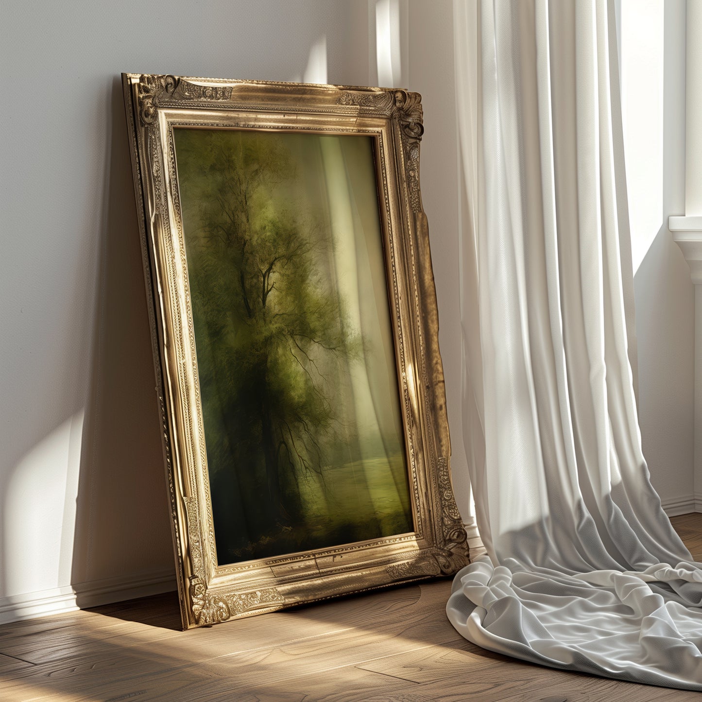 Dark Forest Trees with Ethereal Fog Matte Vertical Poster Art Print