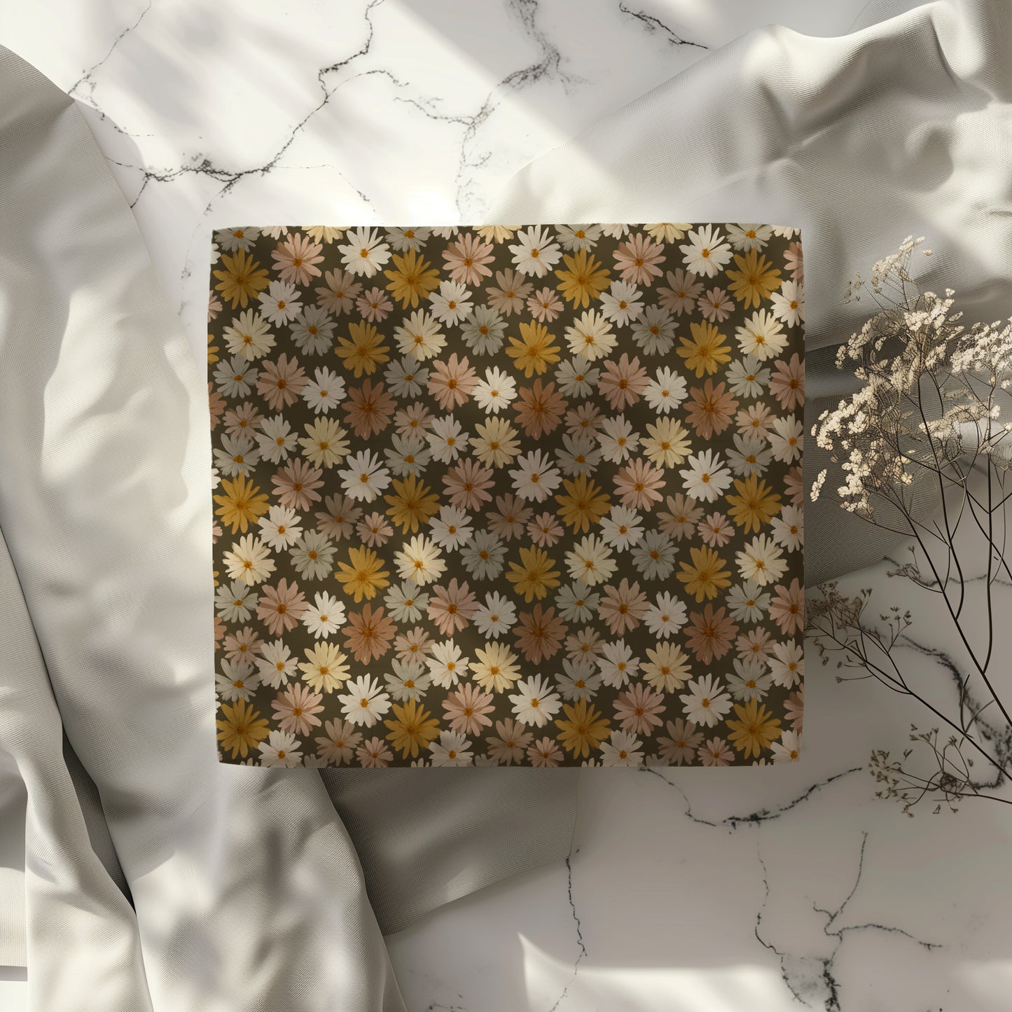 Retro Boho Daisy Print Gift Wrapping Paper