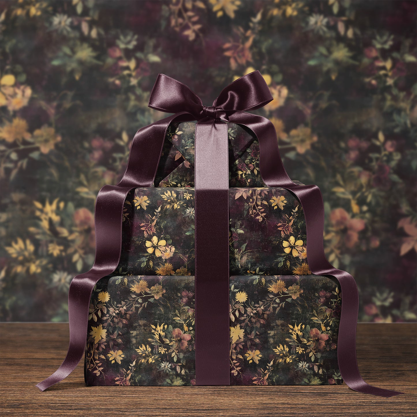 Dark Moody Floral Baroque Victorian Antique Gift Wrapping Paper
