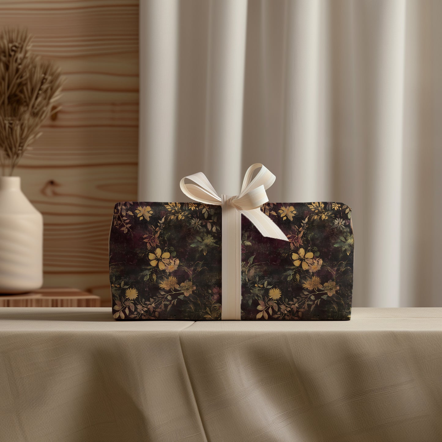 Dark Moody Floral Baroque Victorian Antique Gift Wrapping Paper