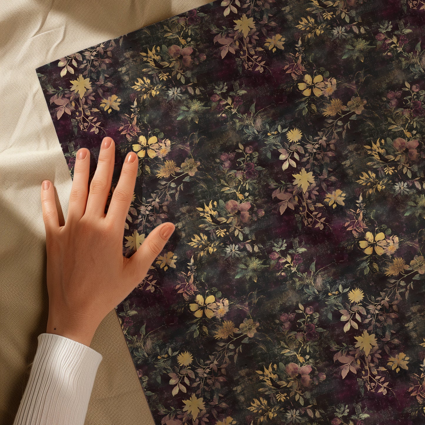 Dark Moody Floral Baroque Victorian Antique Gift Wrapping Paper