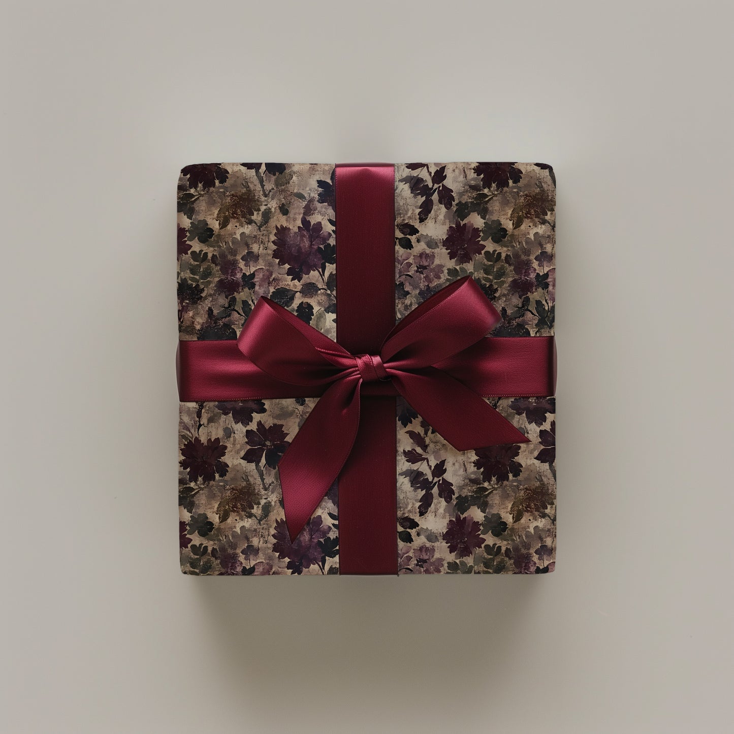 Dark Moody Purple Floral Distressed Baroque Victorian Gift Wrapping Paper