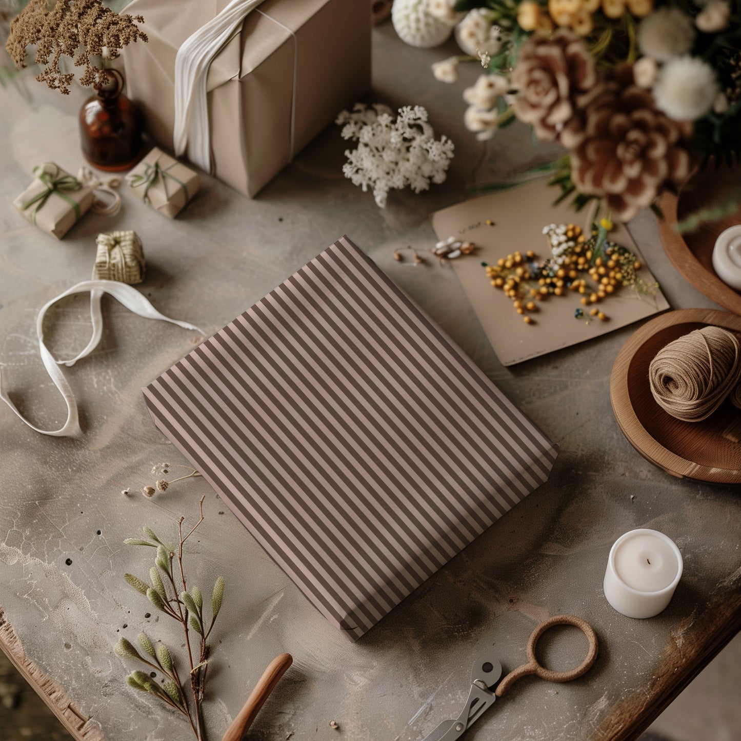 Chocolate & Mocha Striped Gift Wrapping Paper