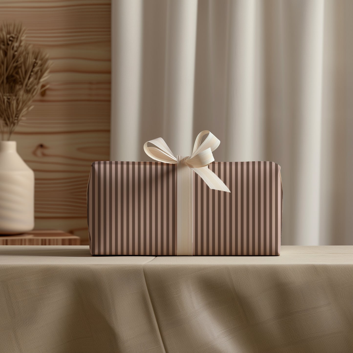 Chocolate & Mocha Striped Gift Wrapping Paper