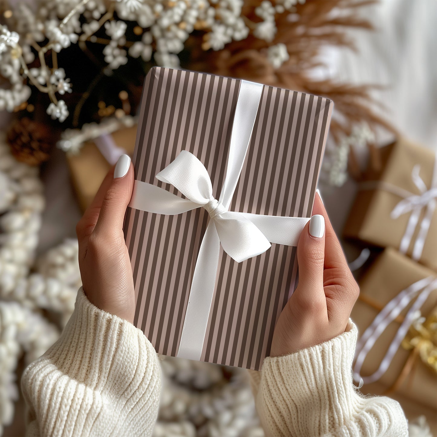 Chocolate & Mocha Striped Gift Wrapping Paper