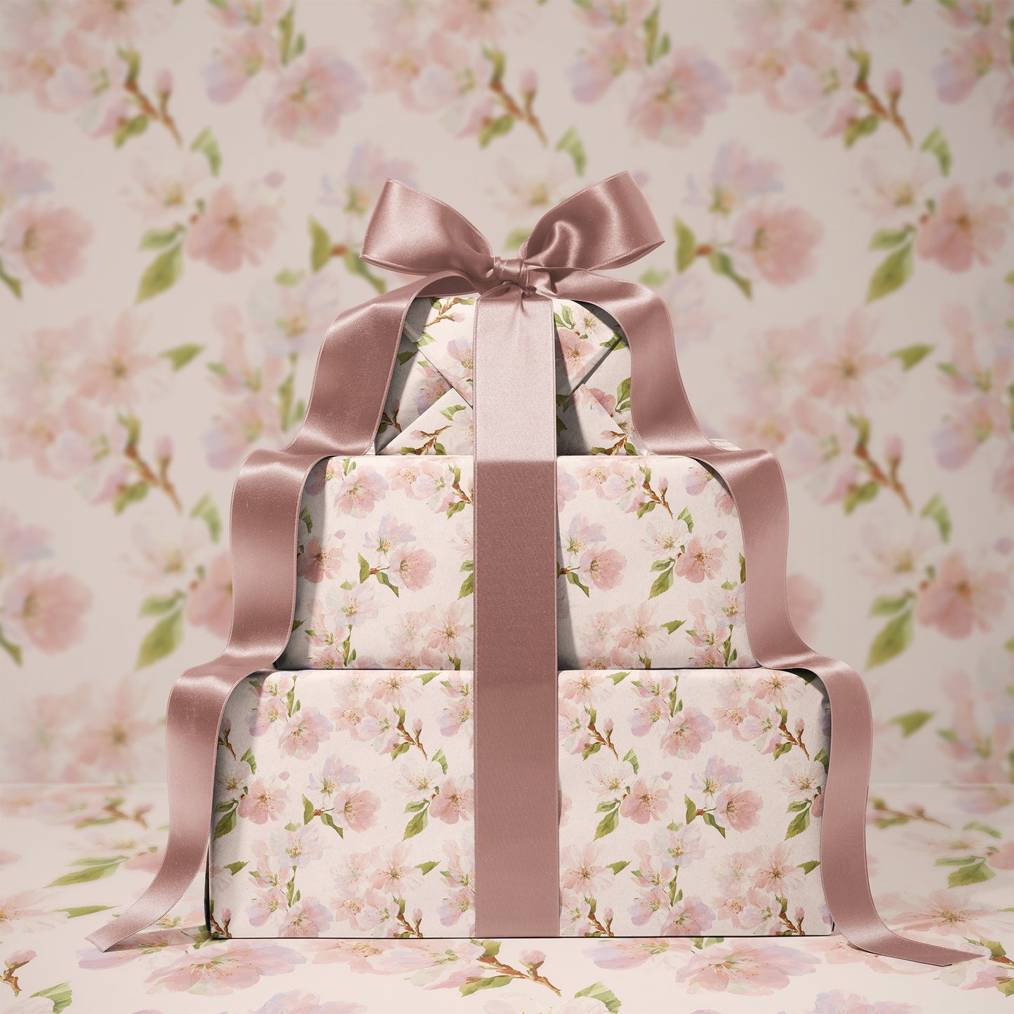 Blush Pink Dogwood Watercolor Floral Gift Wrapping Paper