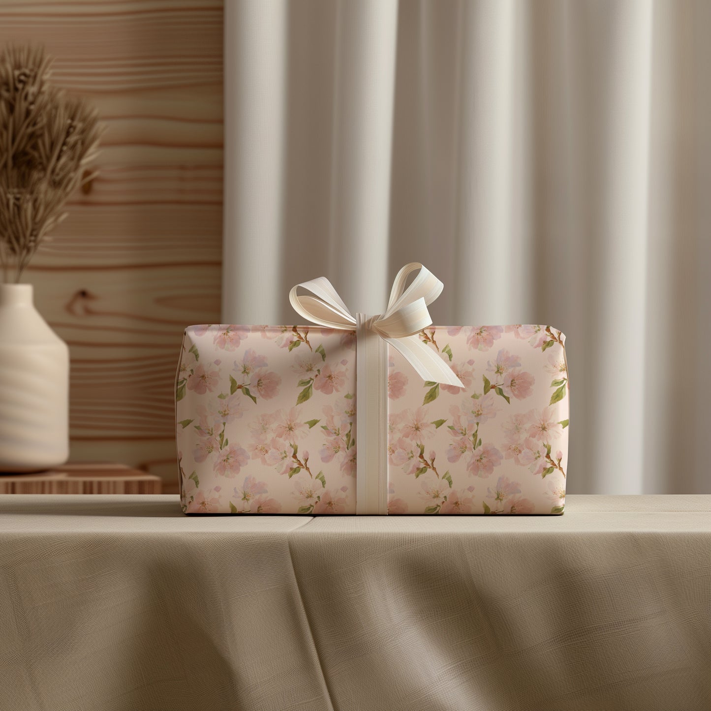 Blush Pink Dogwood Watercolor Floral Gift Wrapping Paper
