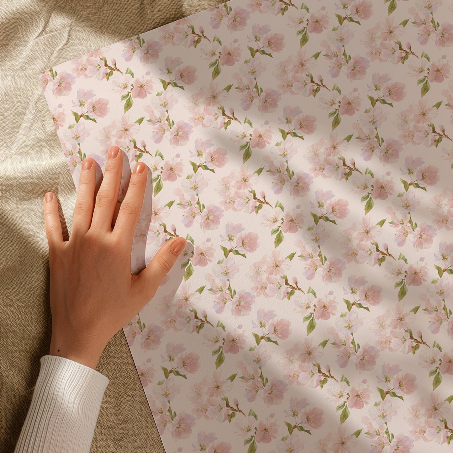 Blush Pink Dogwood Watercolor Floral Gift Wrapping Paper