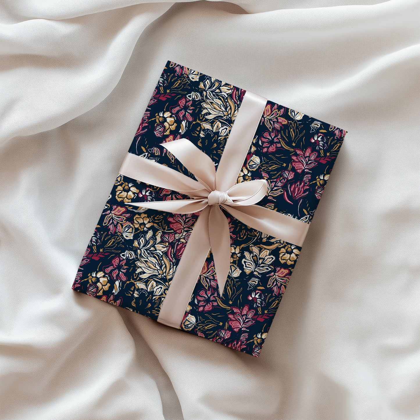 Dark Jewel Toned Abstract Moody Floral Gift Wrapping Paper