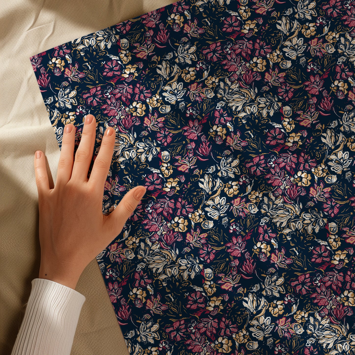 Dark Jewel Toned Abstract Moody Floral Gift Wrapping Paper
